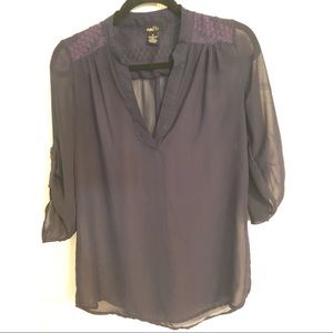 3/4 sleeve navy blouse